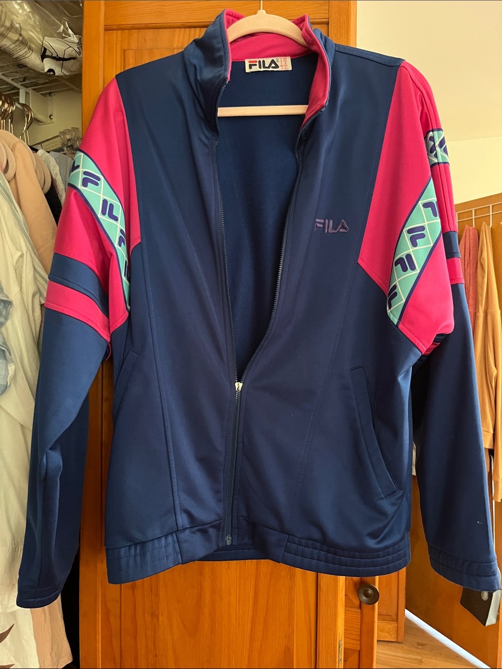 FILA Navy & Magenta Retro Athletic Zip Jacket